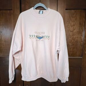 Vintage Pink Glacier National Park Sweatshirt Size XL